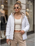 Dámská prošívaná přechodová bunda s kapucí, bílá, FashionStreet TY5781