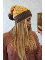 Bibiana fleecová čepice K264 mocca+yellow Bibiana fleecová čepice K264 mocca+yellow