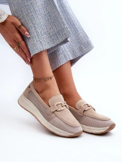 Dámské semišové mokasíny D&A TW210 Beige