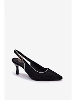 Dámské sandály na podpatku s lemovkou Černé Relmira