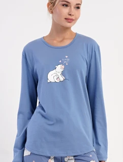 Dámské pyžamo dlouhé Méďa a tučňák