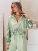 Dámské květované tričko oversize Květinově zelené FashionStreet DY0471