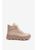 Ocieplané Kožené Boty Dámské Na Platformě Bežové Lemar Jevette Ocieplané Kožené Boty Dámské Na Platformě Bežové Lemar Jevette