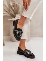 Lakovane Dámské Mokasíny S Mašlí Černé S.Barski HY42-331A