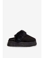 Dámské pantofle na platformě s kožíškem černé Linaris Dámské pantofle na platformě s kožíškem černé Linaris