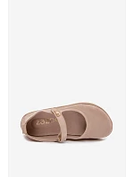 Kožené semišové baleríny Barefoot s páskem Zazoo 10206 béžové Kožené semišové baleríny Barefoot s páskem Zazoo 10206 béžové
