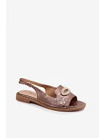 Dámské sandály Ploché s Ozdobou S.Barski KV61-6040 Hnědé