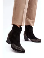 Dámské zdobené kovbojské boty na vysokém podpatku černá Eleduana