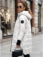 Dámská prošívaná přechodová bunda s kapucí, světle šedá, FashionStreet TY5788 Dámská prošívaná přechodová bunda s kapucí, světle šedá, FashionStreet TY5788