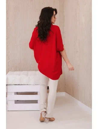 Oversized halenka s přívěskem červený