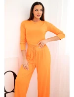 Dámská souprava z viskózy s topem a širokými kalhotami oranžový