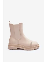 Dámské kožené boty s krátkou patou Nialee Bežové Dámské kožené boty s krátkou patou Nialee Bežové