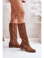 Dámské Semišové Kozačky Do Poloviny Lýtka Na Zipu Lewski 3616 Hnědé