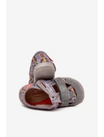 Dětské pantofle Milami na suchý zip šedé dopravní prostředky Reathiana