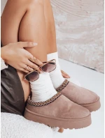 Dámské semišové sněhule s výšivkou béžové FashionStreet ZY1183