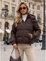 Dámská zimní prošívaná bunda s kapucí, hnědá, FashionStreet TY5745 Dámská zimní prošívaná bunda s kapucí, hnědá, FashionStreet TY5745