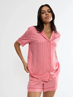 Dámská noční košile Amourette Jacquard Boyfriend Shirt - RED -  růžová 00BE  - TRIUMPH