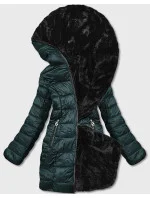Zelená oboustranná dámská bunda - kožíšek (b8053-10) Zelená oboustranná dámská bunda - kožíšek (b8053-10)