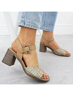 Dámské pletené béžové sandály na jehlovém podpatku M.Daszynski MR24125-4
