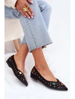 Dámské Baletky Zdobené Krystaly Černé Valena