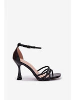Dámské sandály na podpatku se třpytkami Černé Redira