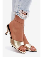 Sandály z umělé kůže na jehlovém podpatku Zlaté Melissea