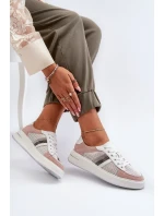 Dámské kožené tenisky bílé a růžové D&A Dámské kožené tenisky bílé a růžové D&A