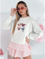 Dámská nadměrná mikina se srdíčky MADELIN šedá FashionStreet BY1459
