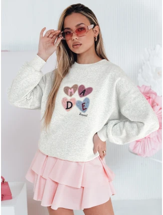 Dámská nadměrná mikina se srdíčky MADELIN šedá FashionStreet BY1459