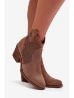 Dámské otevřené kotníkové boty na podpatku S.Barski HY61-8013 Hnědé