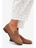 Dámské mokasíny Loafersy z eko semiše hnědé Laisie Dámské mokasíny Loafersy z eko semiše hnědé Laisie