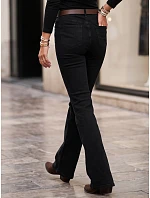 Dámské džíny s rozšiřujícími se nohavicemi, vysokým pasem a opaskem, černé, FashionStreet UY3116 Dámské džíny s rozšiřujícími se nohavicemi, vysokým pasem a opaskem, černé, FashionStreet UY3116