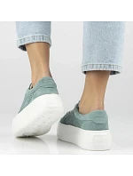 Dámské kožené polobotky ažurové zelené Filippo DP7520/26