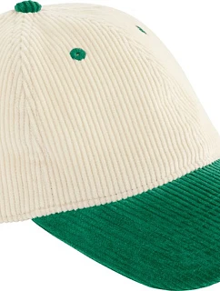 Beechfield B 690 6 panelová kšiltovka "Contrast Corduroy" 53.0690 natural/bottle green