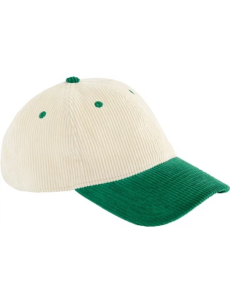 Beechfield B 690 6 panelová kšiltovka "Contrast Corduroy" 53.0690 natural/bottle green Beechfield B 690 6 panelová kšiltovka "Contrast Corduroy" 53.0690 natural/bottle green