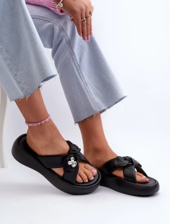 Dámské kožené sandály na platformě černé GOE NN2N4110