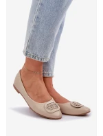Baleríny Na Ploché Podešvi S Ozdobou Béžové Ainoria