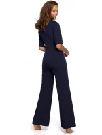 S243 Elegantní overal se zavazováním za krkem - černý S243 Elegantní overal se zavazováním za krkem - černý