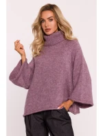 M822 Trapézový svetr s rolákem - heather