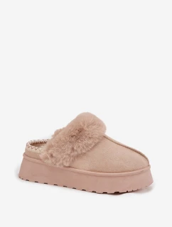 Dámské sněhule Querina na platformě s kožešinou a výšivkou – béžové