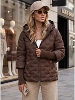 Dámská prošívaná bunda s kapucí, hnědá, FashionStreet TY5870 Dámská prošívaná bunda s kapucí, hnědá, FashionStreet TY5870