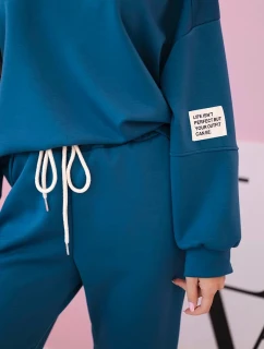 Komplet teplákové + kalhoty máslová látka  námořní