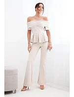 Dámský bavlněný komplet s krátkým rukávem a šortkami žlutý Dámský bavlněný komplet s krátkým rukávem a šortkami žlutý