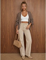 Dámský oversize kardigan bez zapínání, hnědý, FashionStreet MY2565