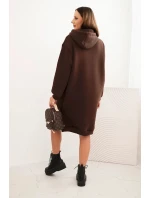 Dámská bavlněná šaty s kapucí zateplená hnědá
