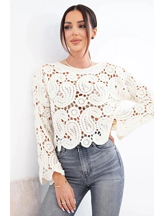 Dámský letní krajkový svetr s knoflíky a dlouhým rukávem černý Dámský letní krajkový svetr s knoflíky a dlouhým rukávem černý