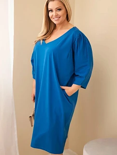 Dámské šaty Plus Size s kapsami chrpově modrá