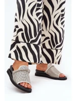 Dámské sandály na klínu s ozdobným páskem stříbrné Teriwes