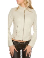 Sexy motorkářská bunda VK2 krémová - Koucla Sexy motorkářská bunda VK2 krémová - Koucla