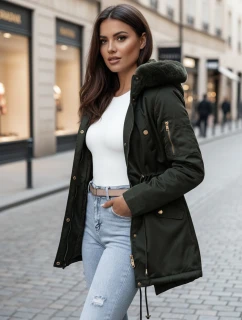Dámská zimní bunda parka s kožešinou ERISS zelená FashionStreet TY4534z